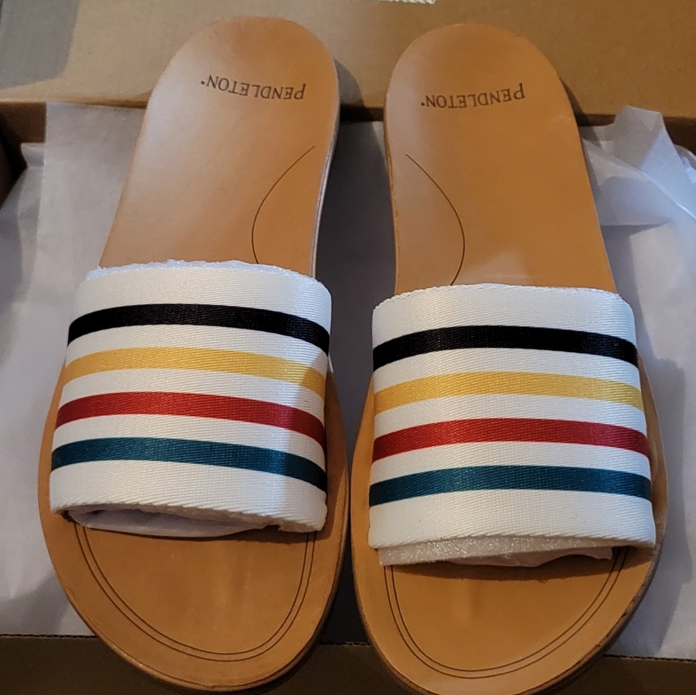 Pendleton Glacier National Park Slide Sandals Outdoor Native American Inspired